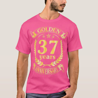 Hochzeit Verheiratet Golden 37 Jahre Jubiläum für T-Shirt