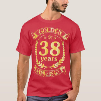 Hochzeit Verheiratet Golden 38 Jahre Jubiläum für  T-Shirt