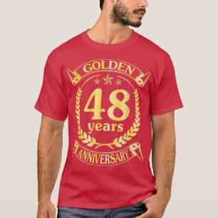 Hochzeit Verheiratet Golden 48 Jahre Jubiläum für T-Shirt