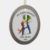 Hochzeit Verheirateten Paarjubiläum Pinguin Silver Keramik Ornament (Rechts)