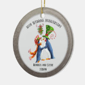 Hochzeit Verheirateten Paarjubiläum Pinguin Silver Keramik Ornament (Links)