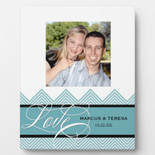 Hochzeit Verlobt Chic Zickzack Moderne Personalisi Fotoplatte