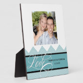 Hochzeit Verlobt Chic Zickzack Moderne Personalisi Fotoplatte (Seite)