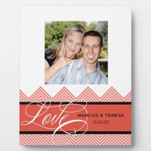 Hochzeit Verlobt Chic Zickzack Moderne Personalisi Fotoplatte