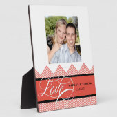 Hochzeit Verlobt Chic Zickzack Moderne Personalisi Fotoplatte (Seite)