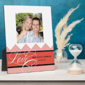 Hochzeit Verlobt Chic Zickzack Moderne Personalisi Fotoplatte (Seite)