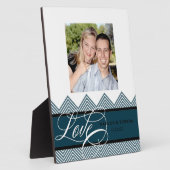 Hochzeit Verlobt Chic Zickzack Moderne Personalisi Fotoplatte (Seite)