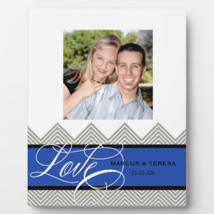 Hochzeit Verlobt Chic Zickzack Moderne Personalisi Fotoplatte