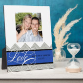 Hochzeit Verlobt Chic Zickzack Moderne Personalisi Fotoplatte (Seite)