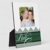 Hochzeit Verlobt Chic Zickzack Moderne Personalisi Fotoplatte (Seite)