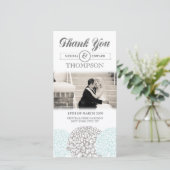 Hochzeit Verlobung Aqua Blume Danke Foto (Stehend Vorderseite)