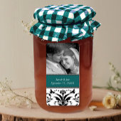 Hochzeit Verlobung Foto Damask Save the Date Adressaufkleber