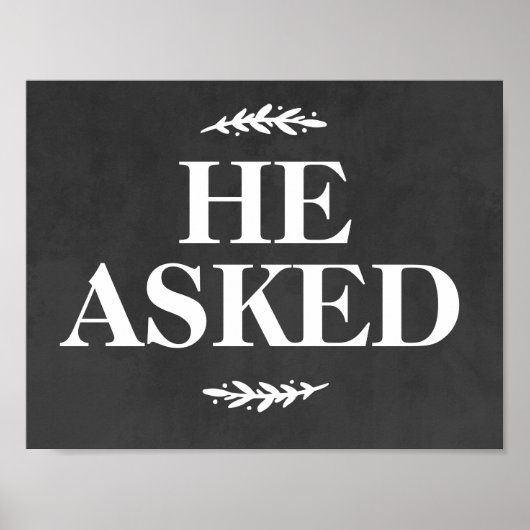 Hochzeit Verlobung Foto Prop-Zeichen Er Fragte Poster (Vorne)