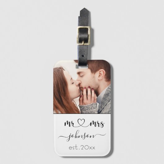 Hochzeit Verlobung Herz Foto Gepäckanhänger (Vorderseite Vertikal)