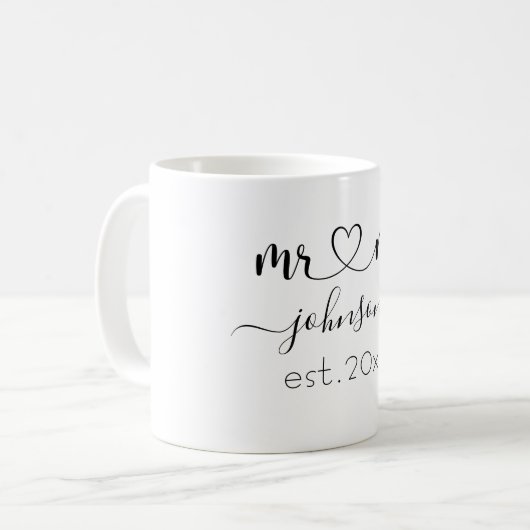 Hochzeit Verlobung Herz Frau Personalisierte Bezei Kaffeetasse (Vorderseite Links)