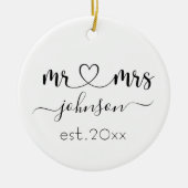 Hochzeit Verlobung Herz Frau Personalisierte Bezei Keramik Ornament (Vorne)