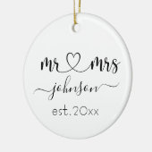 Hochzeit Verlobung Herz Frau Personalisierte Bezei Keramik Ornament (Links)