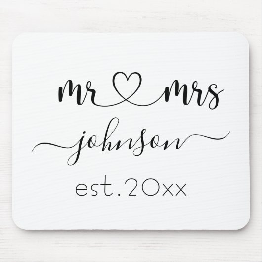 Hochzeit Verlobung Herz Frau Personalisierte Bezei Mousepad (Vorne)