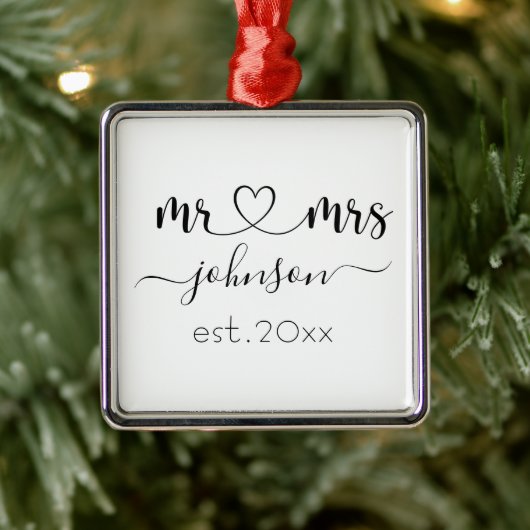 Hochzeit Verlobung Herz Frau Personalisierte Bezei Ornament Aus Metall (Baum)