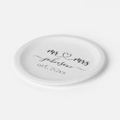 Hochzeit Verlobung Herz Frau Personalisierte Bezei Pappteller (Schrägansicht)