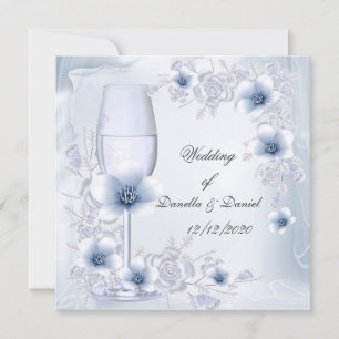 Hochzeit Verlobung oder Anniversary Blue Silver Einladung