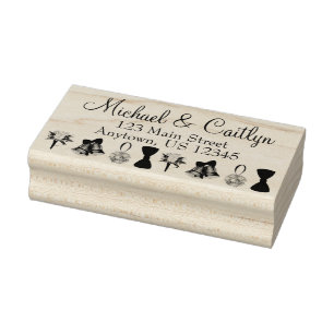 Hochzeit Verlobung Save the Date Bell Blume Bow Gummistempel
