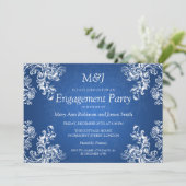 Hochzeit Verlobung Vintagen Wirbel 2 Sapphire Blue Einladung (Stehend Vorderseite)