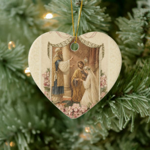 Hochzeit Verlobung von Maria und Josef Vintage Keramik Ornament