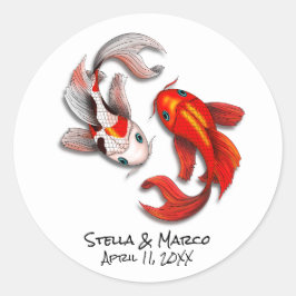 Hochzeit Verlobung Yin Yang Koi Fish Garden Party Runder Aufkleber
