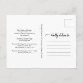 Hochzeit verschieben Chic Schrift Postkarte (Rückseite)