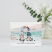 Hochzeit verschieben Chic Schrift Postkarte (Stehend Vorderseite)