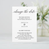 Hochzeit verschoben Ändern das Datum des neuen Pla Einladung (Stehend Vorderseite)