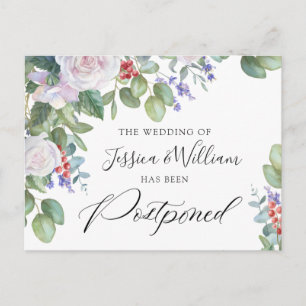 Hochzeit verschoben Datum Elegante blaue Rose Postkarte