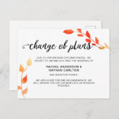 Hochzeit verschoben Herbst Herbst Veränderung Ankündigungspostkarte (Vorne/Hinten)