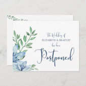 Hochzeit verzögert Wasserfarbenblauer Blüten Postkarte (Vorne/Hinten)