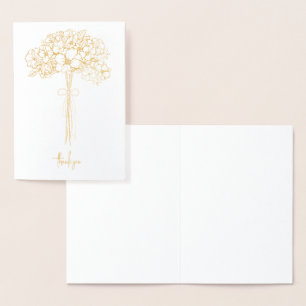 Hochzeit Vielen Dank Blume Bouquet Gold Embossed Folienkarte