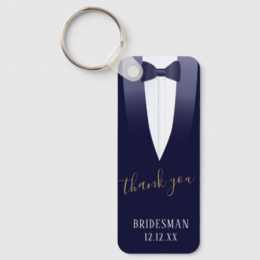 Hochzeit Vielen Dank Bridesman Blue Tuxedo Schlüss Schlüsselanhänger (Vorderseite)