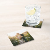 Hochzeit Vielen Dank Elega Foto Square Paper Unter Rechteckiger Pappuntersetzer (Vor Ort)