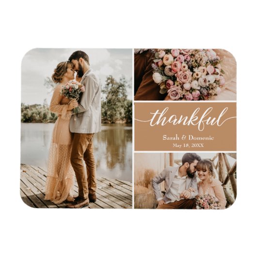 Hochzeit Vielen Dank Foto Collage Brown Magnet (Horizontal)