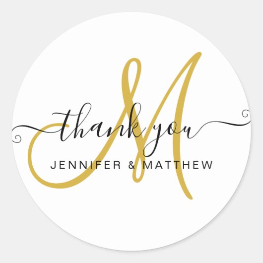 Hochzeit Vielen Dank für Ihr elegantes Script Gold Runder Aufkleber (Vorderseite)
