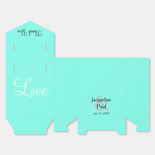 Hochzeit Vielen Dank für Türkis Blauer Name Geschenkschachtel (Ungefaltet)