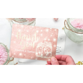 Hochzeit Vielen Dank Mason Jar String Light Rose G Postkarte