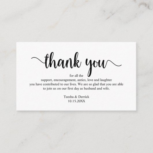 Hochzeit Vielen Dank, Moderne einfache rustikale S Begleitkarte (Vorderseite)