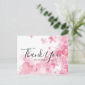 Hochzeit Vielen Dank Pink Watercolor Script Postca Postkarte (Stehend Vorderseite)