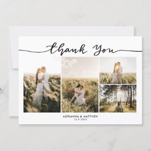 Hochzeit vier Fotos Elegante Vielen Dank, Script Dankeskarte