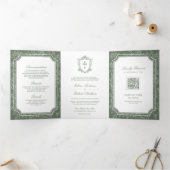 Hochzeit viktorianischer deutscher QR-Code Dreifach Gefaltete Einladung (Innenseite)