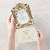 Hochzeit Viktorianischer europäischer Flora im Jug All In One Einladung (Abreißen)