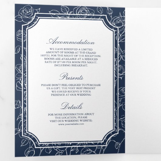 Hochzeit viktorianischer katholischer QR-Code der  Dreifach Gefaltete Einladung (Innen Erste Seite)