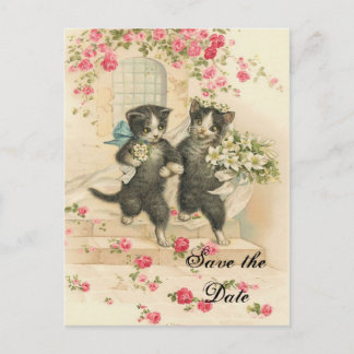 Hochzeit viktorianischer Kätzchen - Save the Date Ankündigungspostkarte