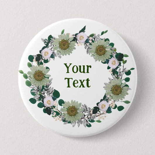Hochzeit Vintag Inspiriert Weißblume Button (Vorderseite)